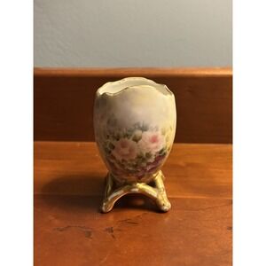 Limoges Porcelain Footed Floral‎ Egg Toothpick Holder